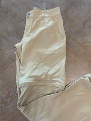 Columbia Beige Convertible Hiking Pants Sz 10PZip Off Waist 33” Inseam 29” Nylon