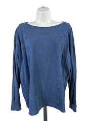 J. Jill Pure Women’s Navy Blue Organic Cotton Seamed Boat Neck Sweatshirt – L