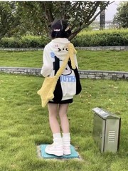 Y2k Kawaii Anime Puppy Bunny Long Ear Cutecore Aesthetics Zip Up Hoodie