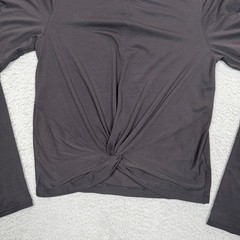 Athleta Black Twist Front Long Sleeve Activewear Top Crew Neck Small RN 54023