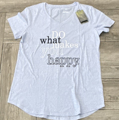 L TALL Tek Gear Drytek Tee Do What Makes You Happy V-Neck Short Sleeve T-Shirt