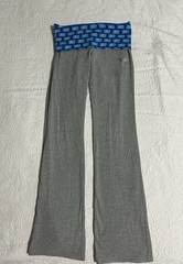 Y2K vtg PINK Women’s Yoga Pants XS Gray Blue Foldover Waist Logo Flare