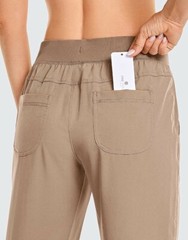 CRZ YOGA Women’s Lightweight Drawstring Joggers Pants w/ Pockets Mineral Brown