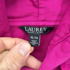 Lauren Ralph Lauren Ombre Dip Dye Cotton Hoodie Sweatshirt XL Pink Blue White