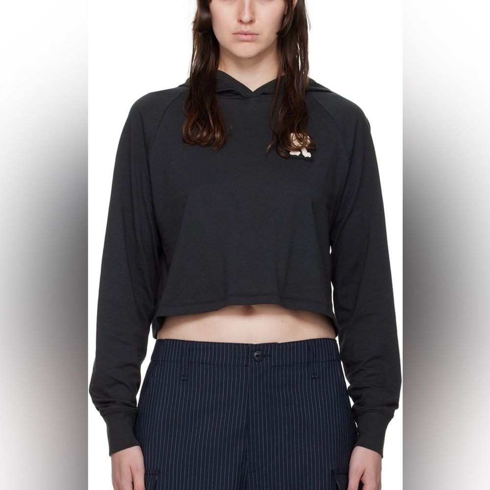 NWT Rag & Bone Women’s Principal Cropped Hoodie Logo Black Size XS