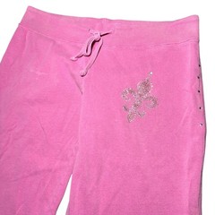 Vintage Y2K Low Rise Capris Sweatpants Jeweled Fleur De Lis Rhinestone Mcbling