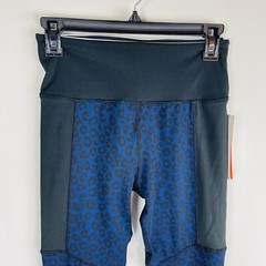 New Aqua Womans Sz Small Animal Print Jacquard Mixed Media Athletic Leggings NIB