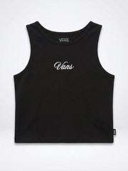 VANS Women’s Black Cropped Logo Tank Top XS Scoop Neck Stretch Wide Strap