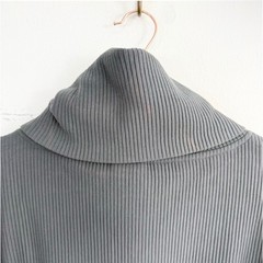 Varley Charles Ribbed Funnel Neck Pullover Gray Drawstring Hem Sweatshirt XS