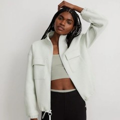 Madewell Mint Green Quilted Jacquard Zip Women Jacket Sz M