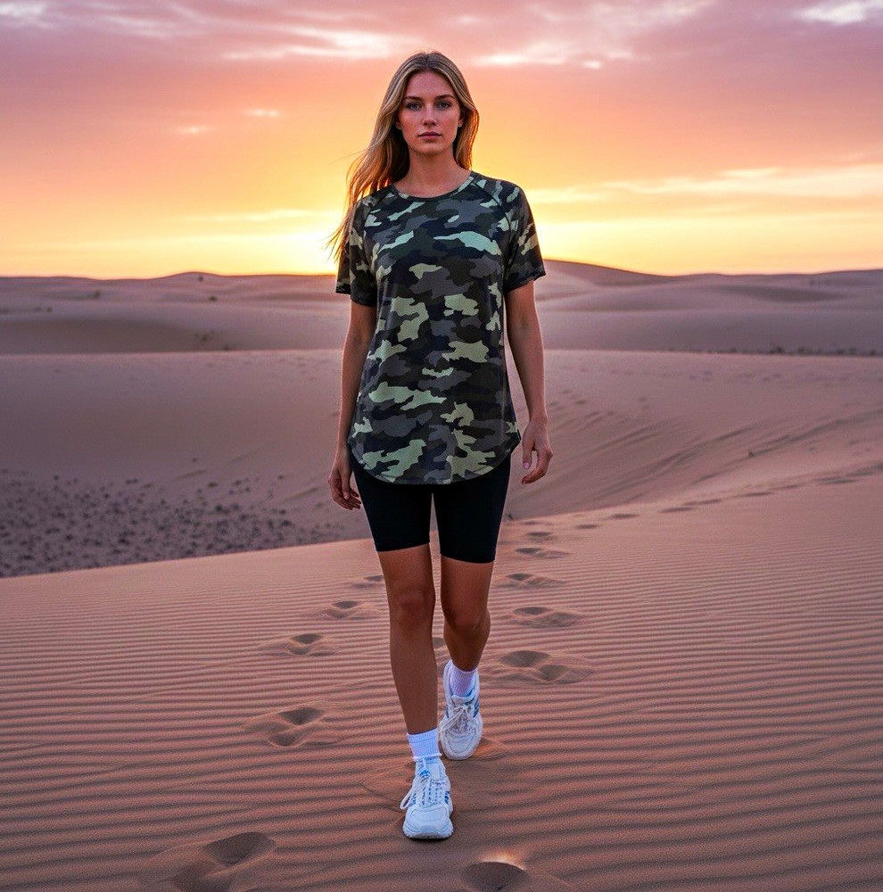 Lululemon Women’s Size 10 Camo Short Sleeve Running Training Athletic Shirt Gray