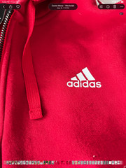 Adidas Full Zip Hoodie M Red White Three Stripes Fleece Athletic Sweatshirt