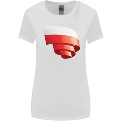 Curled Poland Flag Polish Day Football Womens Wider Cut T-Shirt