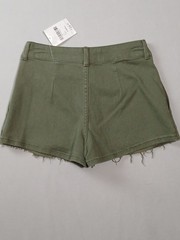 Forever 21 Pleated Skort Womens XS Olive Green High Waisted Frayed Hem NWT