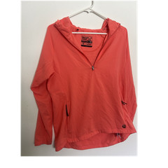 Straight Down Women’s Hooded 1/2 Zip Lightweight Windbreaker Pockets CORAL M