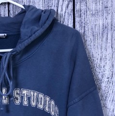 Universal Studios Unisex L Blue Pullover Fleece Hoodie Graphic Logo Pocket