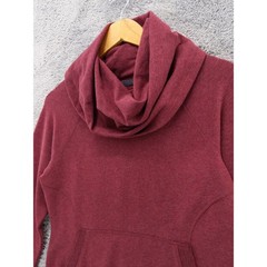 L.L. Bean Cozy Pullover XS Petite Burgundy Red Cowl Neck Thumb Hole