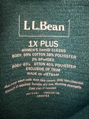 L.L.Bean Women’s 1X Plus Green Cowl Neck Pullover Sweatshirt Stretch 516269