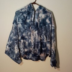 PINK Victoria’s Secret Tie-Dye Half Zip Pullover Hoodie Blue/White Women’s M