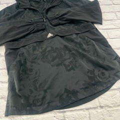 Adidas Womens Black Floral Print 1/4 Zip Pullover Hooded Jacket Size Large