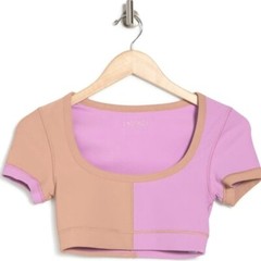 NWT L SPACE Revolutions Ribbed Colorblock Activewear Crop Top XS