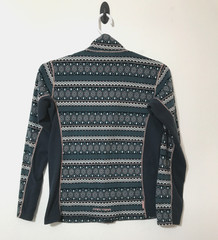Kari Traa Olga Fleece Size Large Inca Print Zip Pockets Full Zip Gray Blue Pink