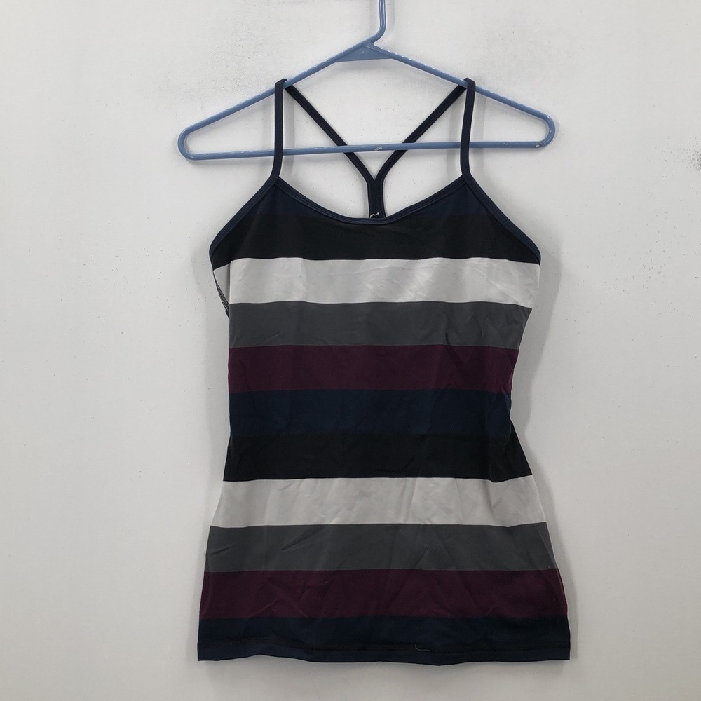 Lululemon Womens Multicolor Striped Racerback Square Neck Camisole Tank Top Sz 6