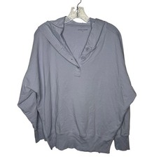 Universal Standard Light Purple Pima Cotton Blend Henley Hoodie Sweatshirt M