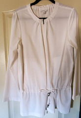 J. Jill Pure Jill Fit White Drawstring Zip Up Lightweight Stretchy Jacket Med.