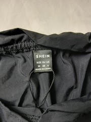 SHEIN Womens Hooded Anorak Jacket M Black Drawstring Pockets Lightweight