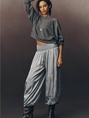 NWT By Anthropologie Jacquard Balloon Pants in Misty Blue Size Large