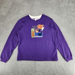 White Stag Halloween Fleece Sweater Womens M (8/10) Vibrant Purple Embroidered