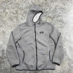 L.L.Bean Hoodie Womens Medium Gray Quilted Full Zip Jacket Hooded Katahdin Logo