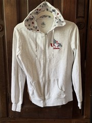 Disney Parks Women’s Full Zip Hoodie Mickey Minnie USA Patriotic White S