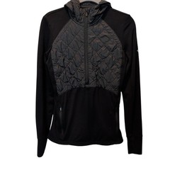 Icebreaker Womens Sz XS Black Merino GT Quarter Zip Hoodie Insulated Quilted
