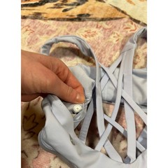 Lululemon Energy Sports Bra Strappy Back Periwinkle Purple Blue Size 8 *FLAWS*
