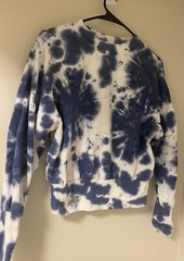 Old Navy Womens Tie Dye Sweatshirt Sz XS Blue White Long Sleeve Crew Neck