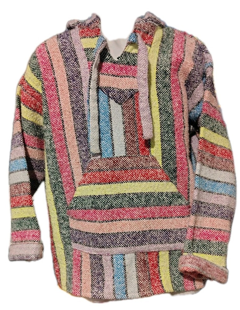Baja Chic Hoodie Pullover Pocket Boho Colorful Earthbound Trading C2 Size 38-40