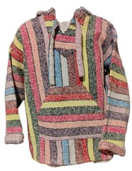 Baja Chic Hoodie Pullover Pocket Boho Colorful Earthbound Trading C2 Size 38-40