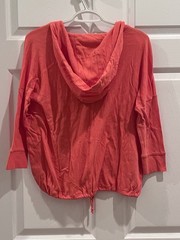 NWT Chaser Hooded Pullover Top Sunset Coral Drawstring Hem Lightweight Size S