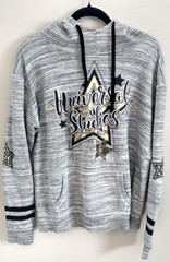 UNIVERSAL STUDIOS Graphic Hoodie XL Metallic Gold Stars Pullover Ringer Sleeve