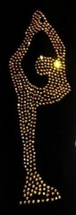 Figure Skating Pants with gold crystals “Biellmann” rhinestone applique