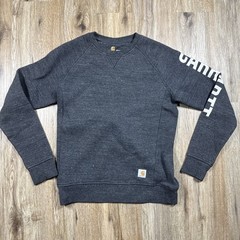 Carhartt Womens XS 0/2 Black Crewneck Sweatshirt Logo Sleeve Relaxed Fit