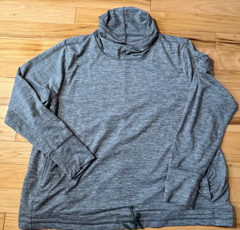 Nike Dri Fit Activewear Pullover Gray Green Blend Color Cowl Neck Sz 2XL Women