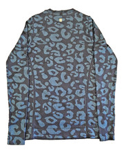 Sweaty Betty Glisten Seamless Animal Print Workout Top Navy Blue Leopard Size S