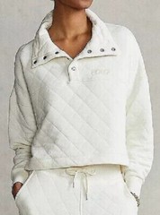 Polo Ralph Lauren Women’s Logo Quilted Cropped Sweatshirt $198 – XL
