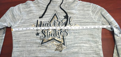 UNIVERSAL STUDIOS Graphic Hoodie XL Metallic Gold Stars Pullover Ringer Sleeve
