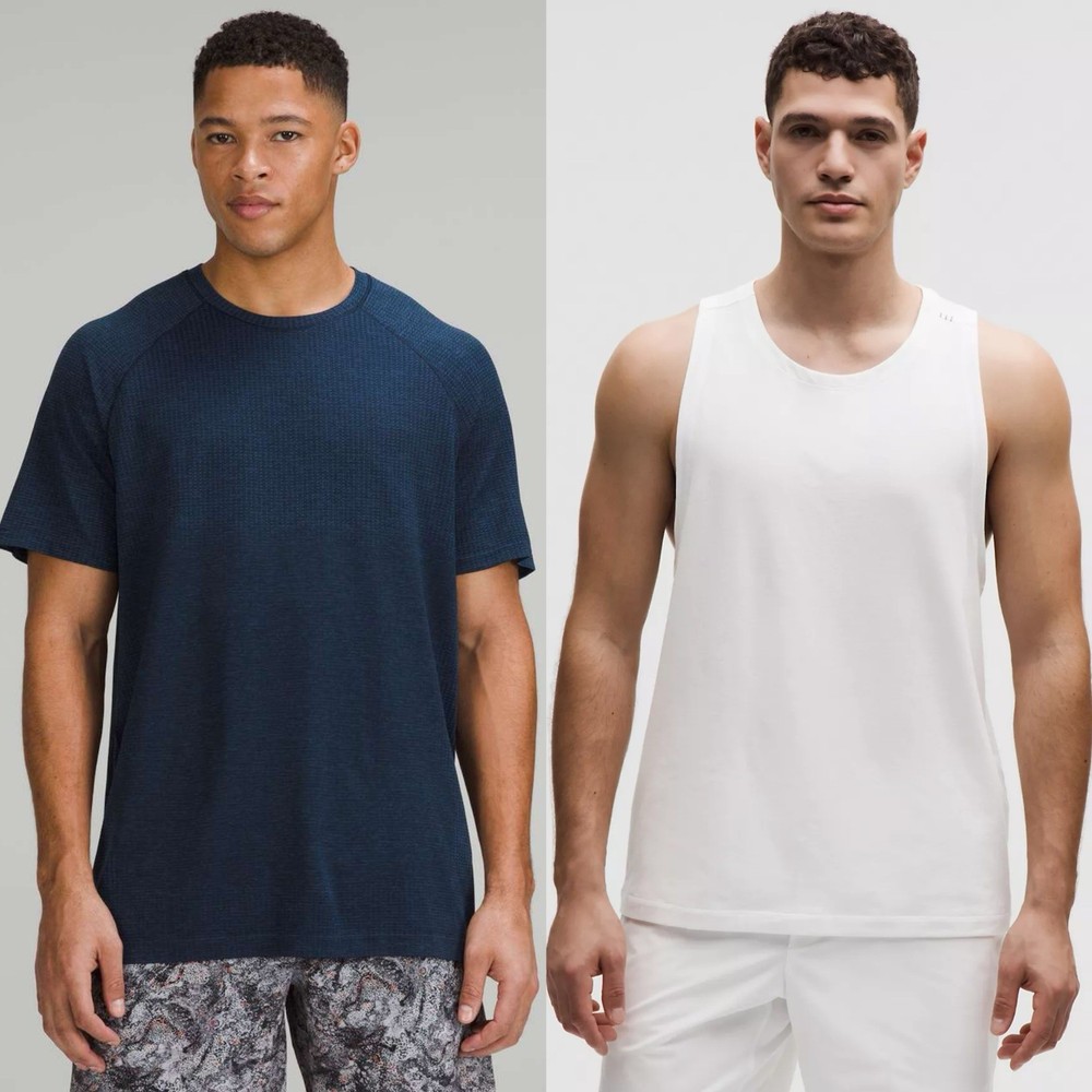 lululemon athletica Navy Short Sleeve Top & White Tank Set