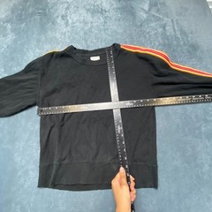 Rag & Bone Sweatshirt Womens Small Black Rainbow Stripe Casual Ribbed Crew Neck