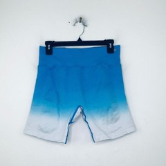 Pink Active Women’s Large Bike Shorts Blue White Ombre Seamless Athletic NWT AY3